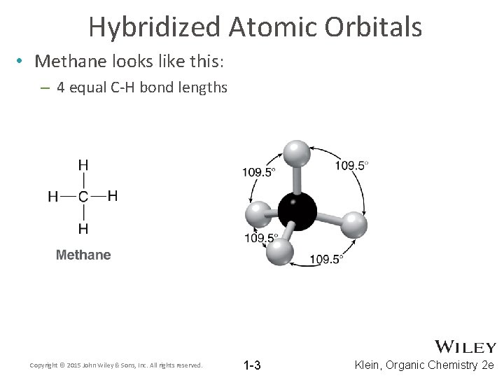 Hybridized Atomic Orbitals • Methane looks like this: – 4 equal C-H bond lengths