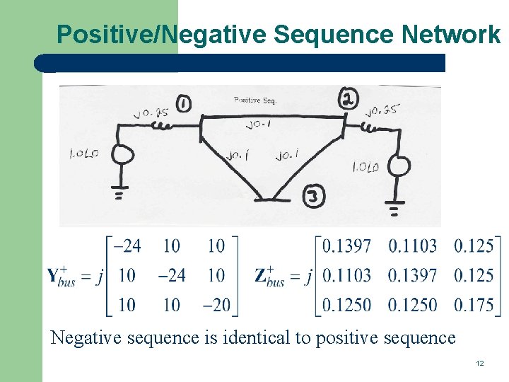 Positive/Negative Sequence Network Negative sequence is identical to positive sequence 12 