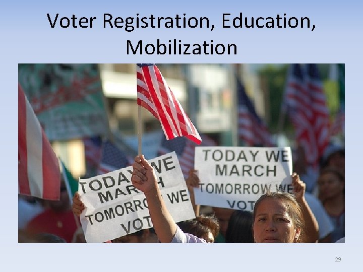 Voter Registration, Education, Mobilization 29 