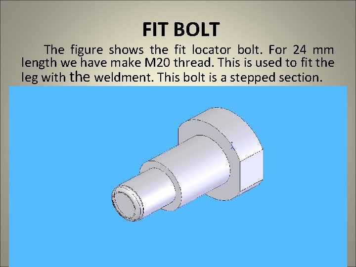 FIT BOLT The figure shows the fit locator bolt. For 24 mm length we