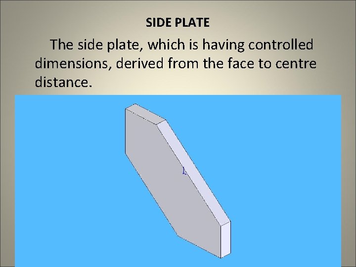 SIDE PLATE The side plate, which is having controlled dimensions, derived from the face