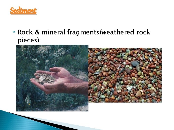 Sediment Rock & mineral fragments(weathered rock pieces) 