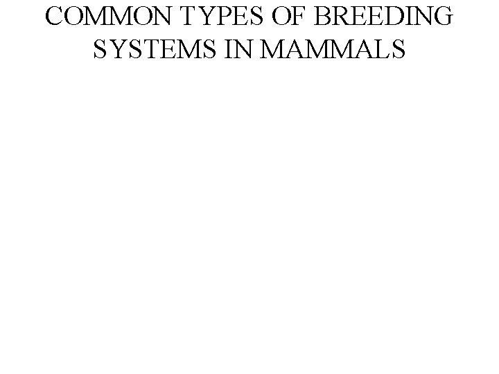 COMMON TYPES OF BREEDING SYSTEMS IN MAMMALS 