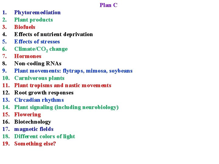 Plan C 1. 2. 3. 4. 5. 6. 7. 8. 9. 10. 11. 12.