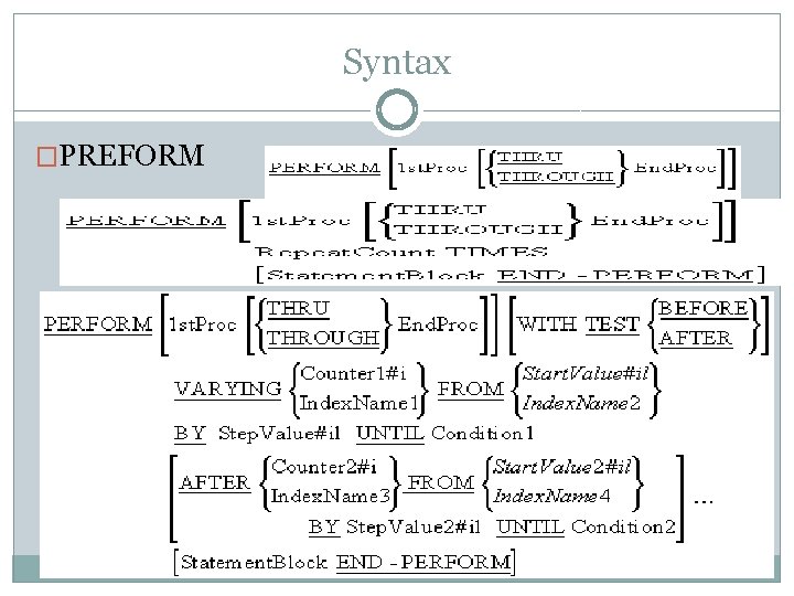 Syntax �PREFORM 
