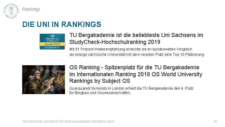 Rankings DIE UNI IN RANKINGS TU Bergakademie ist die beliebteste Uni Sachsens im Study.