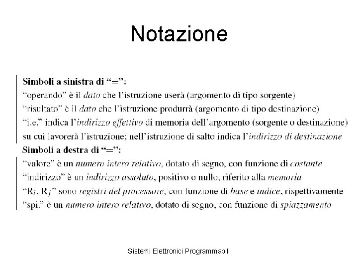 Notazione Sistemi Elettronici Programmabili 