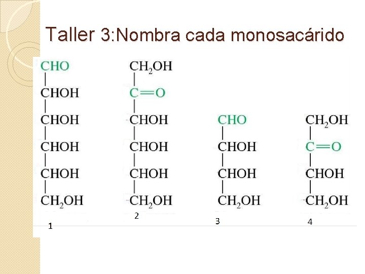 Taller 3: Nombra cada monosacárido 