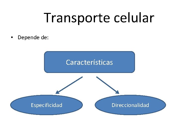 Transporte celular • Depende de: Características Especificidad Direccionalidad 