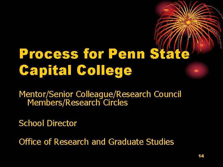 Process for Penn State Capital College Mentor/Senior Colleague/Research Council Members/Research Circles School Director Office