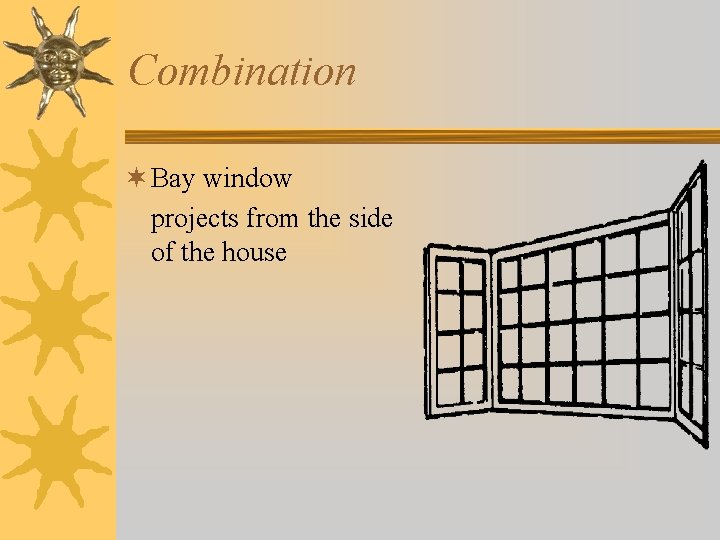 Combination ¬ Bay window projects from the side of the house 