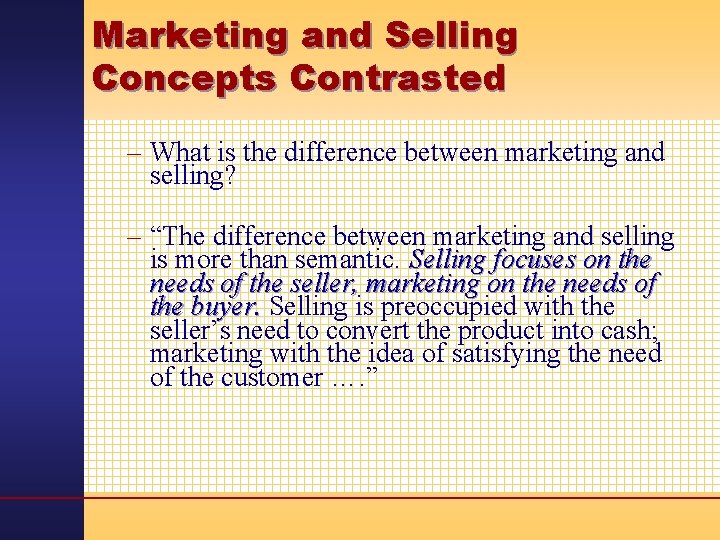 Marketing and Selling Concepts Contrasted – What is the difference between marketing and selling?