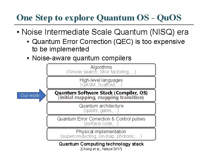 One Step to explore Quantum OS - Qu. OS • Noise Intermediate Scale Quantum