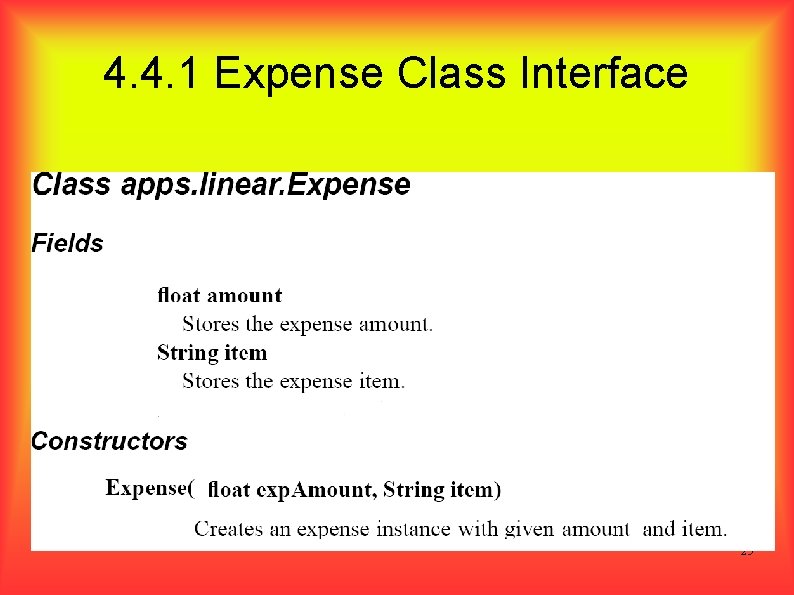 4. 4. 1 Expense Class Interface 25 