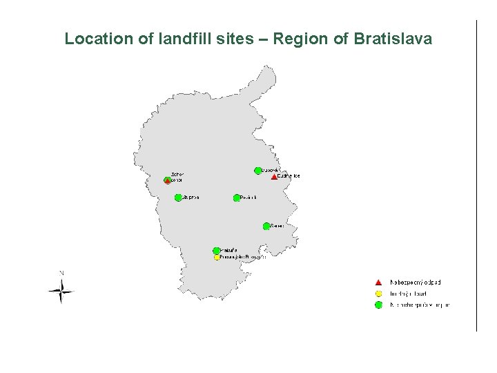 Location of landfill sites – Region of Bratislava 