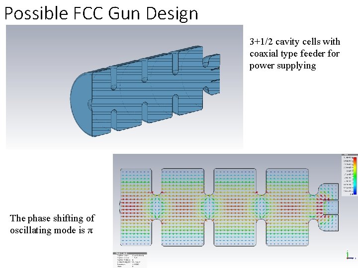 Possible FCC Gun Design 3+1/2 cavity cells with coaxial type feeder for power supplying