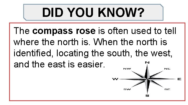 DID YOU KNOW? The compass rose is often used to tell where the north
