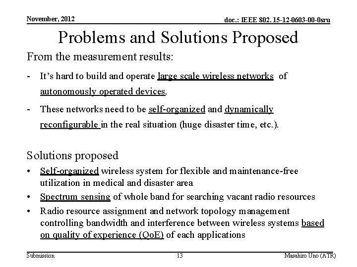 November, 2012 doc. : IEEE 802. 15 -12 -0603 -00 -0 sru Problems and