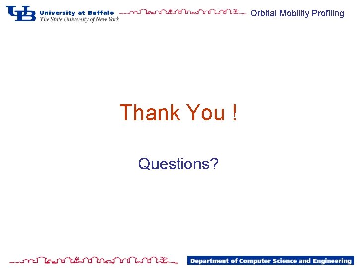 Orbital Mobility Profiling Thank You ! Questions? 