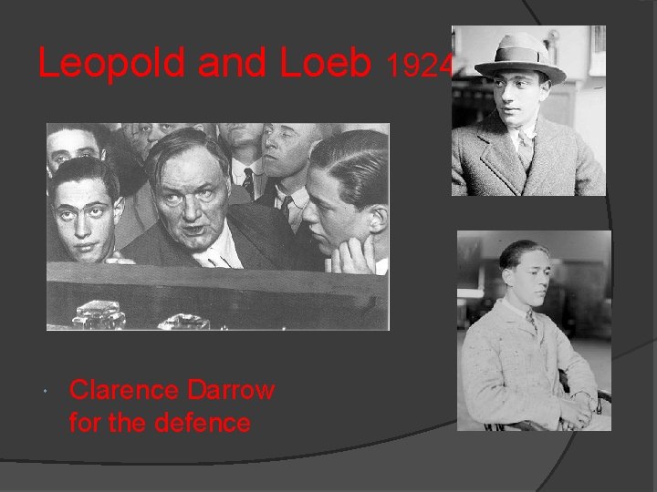 Leopold and Loeb 1924 Clarence Darrow for the defence 