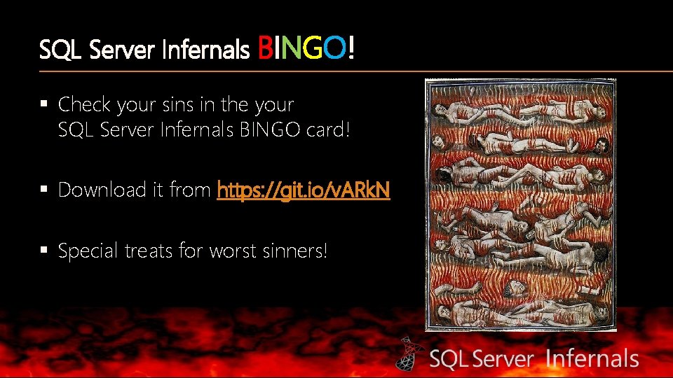 SQL Server Infernals BINGO! § Check your sins in the your SQL Server Infernals