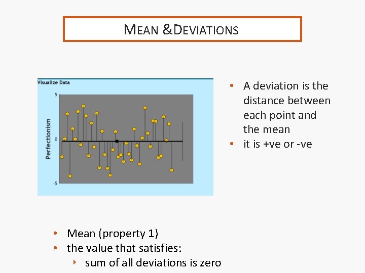 MEAN &MDEAN EVIATIONS • A deviation is the distance between each point and the