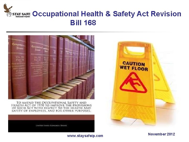 Occupational Health & Safety Act Revision Bill 168 www. staysafeip. com November 2012 