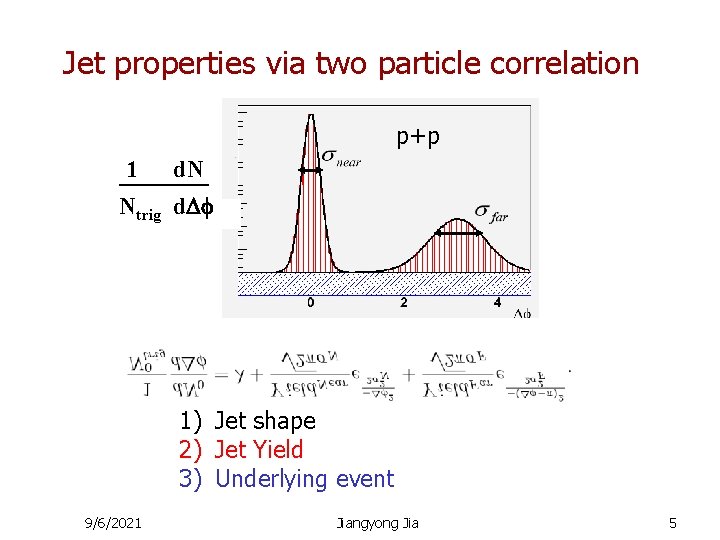 Jet properties via two particle correlation p+p 1 d. N Ntrig d 1) Jet