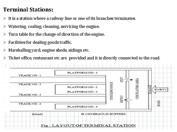 Terminal Stations: Ø It is a station where a railway line or one of