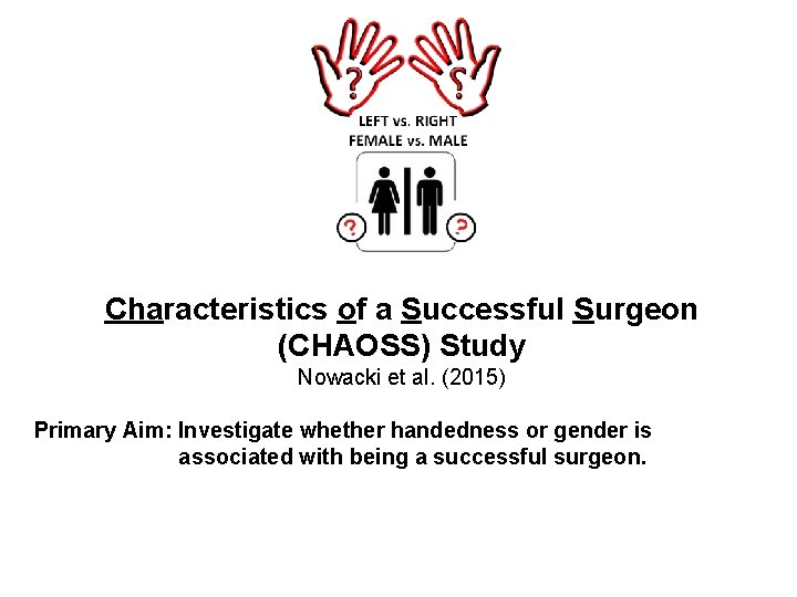 Characteristics of a Successful Surgeon (CHAOSS) Study Nowacki et al. (2015) Primary Aim: Investigate