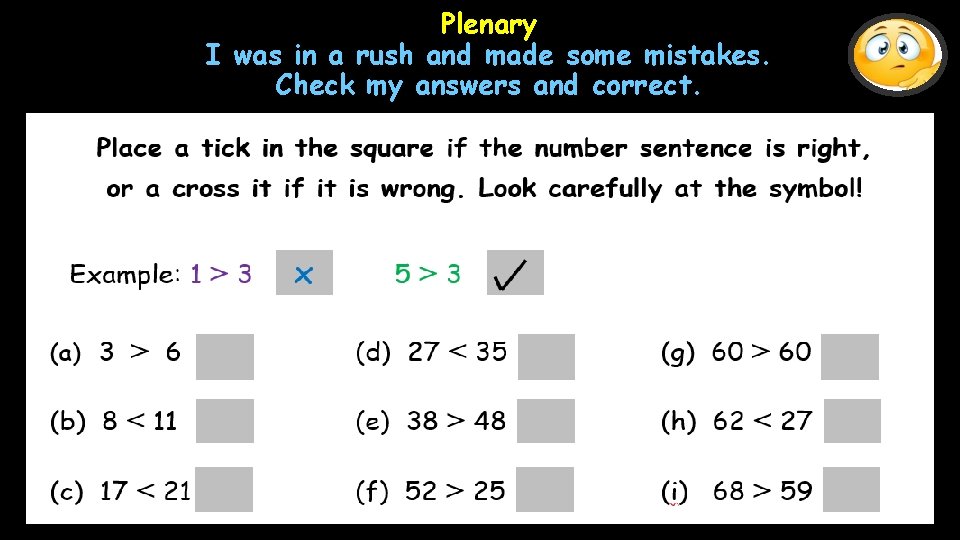 Plenary I was in a rush and made some mistakes. Check my answers and