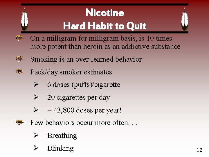 Nicotine Hard Habit to Quit On a milligram for milligram basis, is 10 times