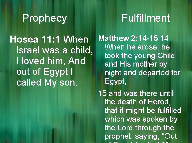 Prophecy Hosea 11: 1 When Israel was a child, I loved him, And out