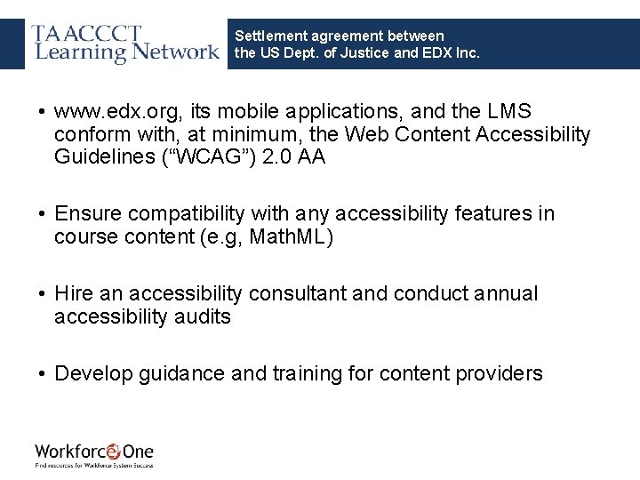 Settlement agreement between the US Dept. of Justice and EDX Inc. • www. edx.