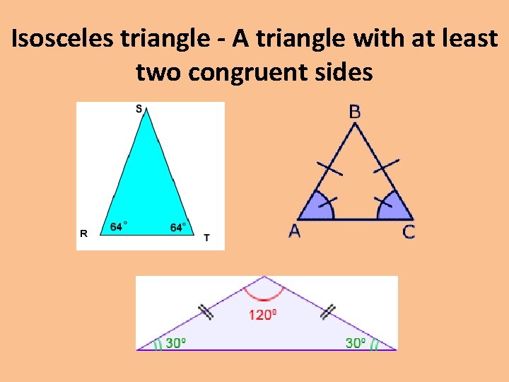 Isosceles triangle - A triangle with at least two congruent sides 