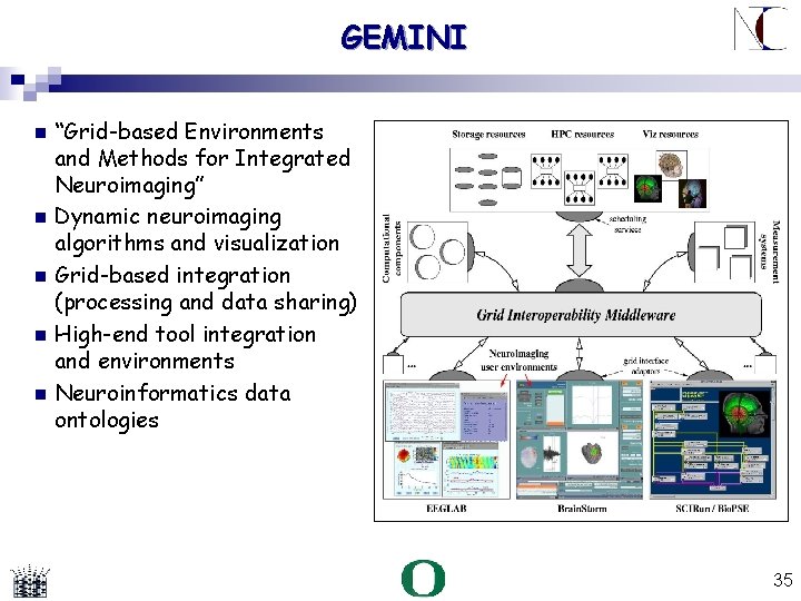 GEMINI “Grid-based Environments and Methods for Integrated Neuroimaging” Dynamic neuroimaging algorithms and visualization Grid-based
