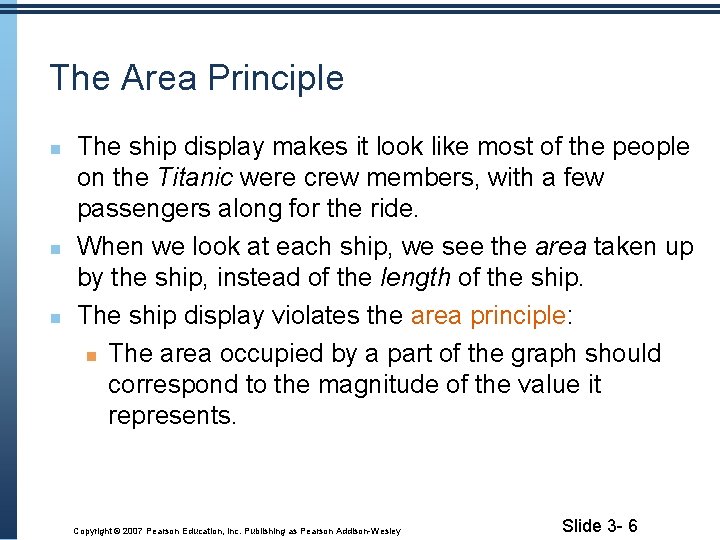 The Area Principle The ship display makes it look like most of the people