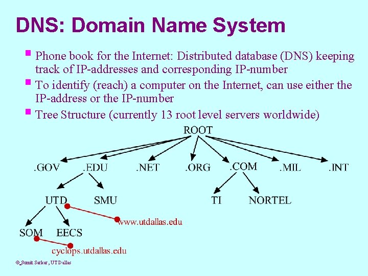 DNS: Domain Name System § Phone book for the Internet: Distributed database (DNS) keeping