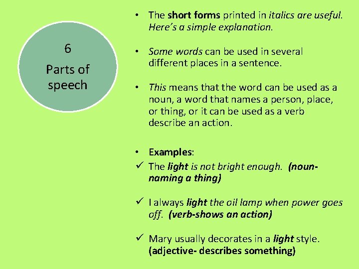  • The short forms printed in italics are useful. Here’s a simple explanation.