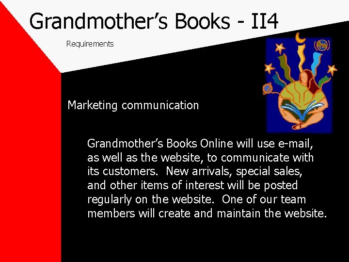 Grandmother’s Books - II 4 Requirements Marketing communication Grandmother’s Books Online will use e-mail,