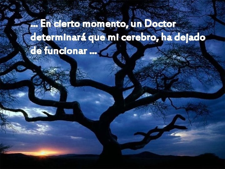 … En cierto momento, un Doctor determinará que mi cerebro, ha dejado de funcionar