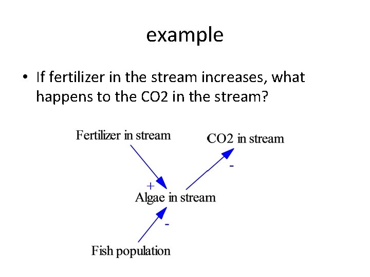 example • If fertilizer in the stream increases, what happens to the CO 2