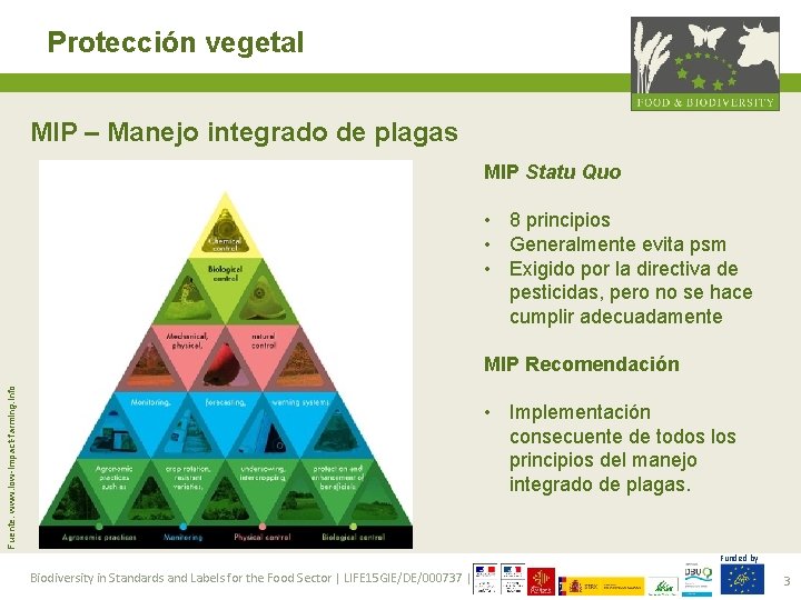 Protección vegetal MIP – Manejo integrado de plagas MIP Statu Quo • 8 principios