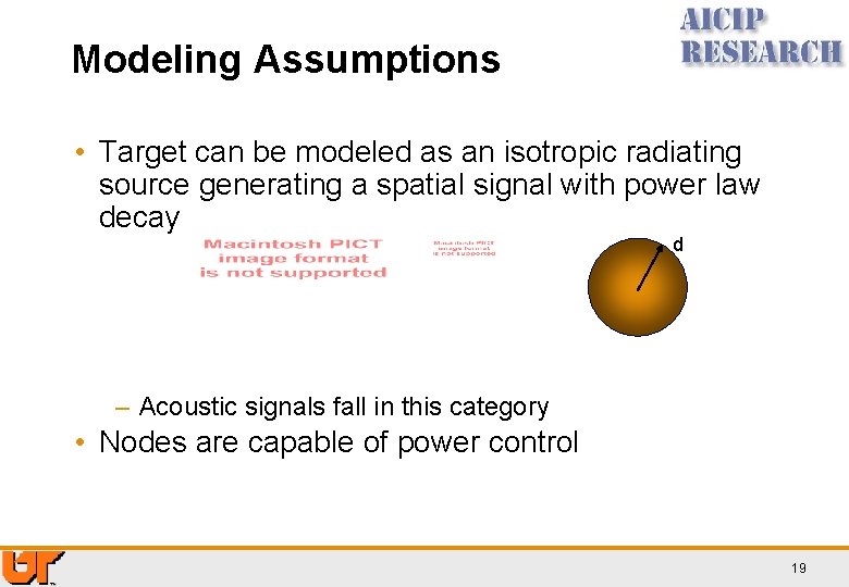 Modeling Assumptions • Target can be modeled as an isotropic radiating source generating a