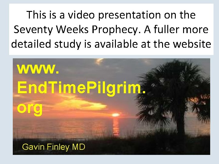 This is a video presentation on the Seventy Weeks Prophecy. A fuller more detailed