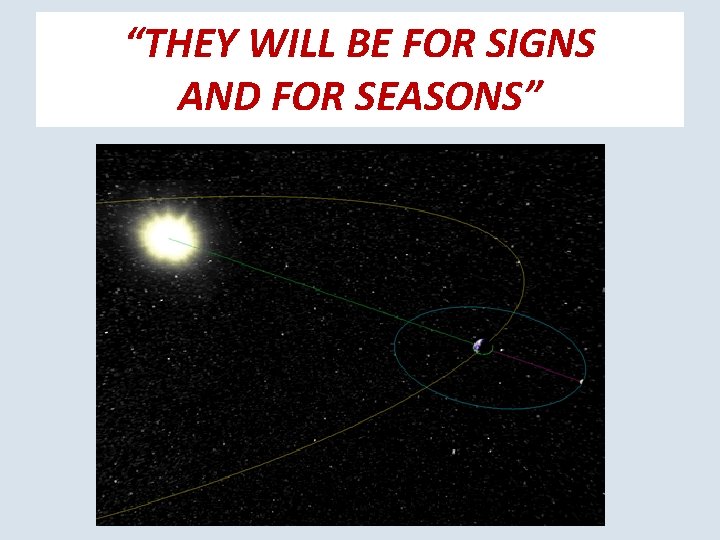 “THEY WILL BE FOR SIGNS AND FOR SEASONS” 