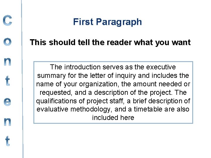 First Paragraph This should tell the reader what you want The introduction serves as