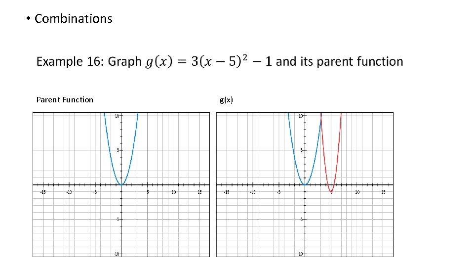 • Combinations Parent Function g(x) • Combinations Parent Function g(x)
