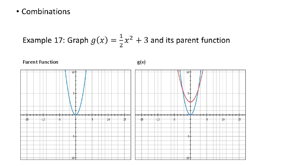 • Combinations Parent Function g(x) • Combinations Parent Function g(x)