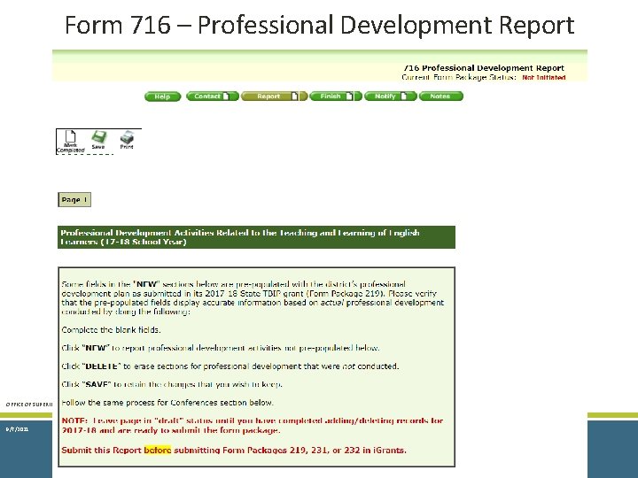 Form 716 – Professional Development Report OFFICE OF SUPERINTENDENT OF PUBLIC INSTRUCTION 21 9/7/2021